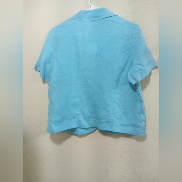Talbots Turquoise Linen Shirt - Picture 4 of 7